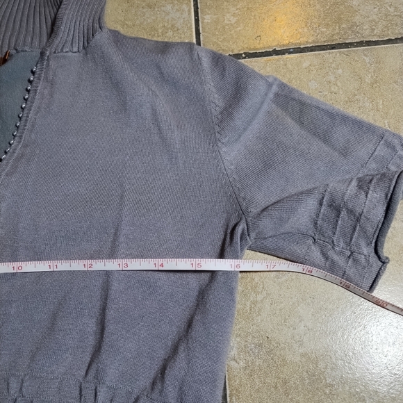 Belldini Grey Short Sleeved Ribbed Zip Up Hoody with Rhinestones Size S - Picture 10 of 10